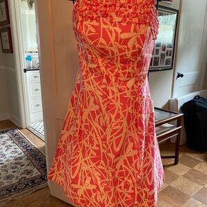 Lilly Pulitzer Pink and White Aline Strapless Dress